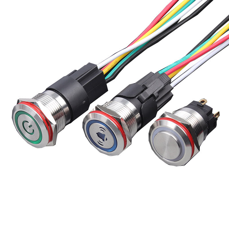12MM 16MM 19MM 22MM 25MM 30MM LED Light 5A Waterproof Metal Push Button Switch And IP67