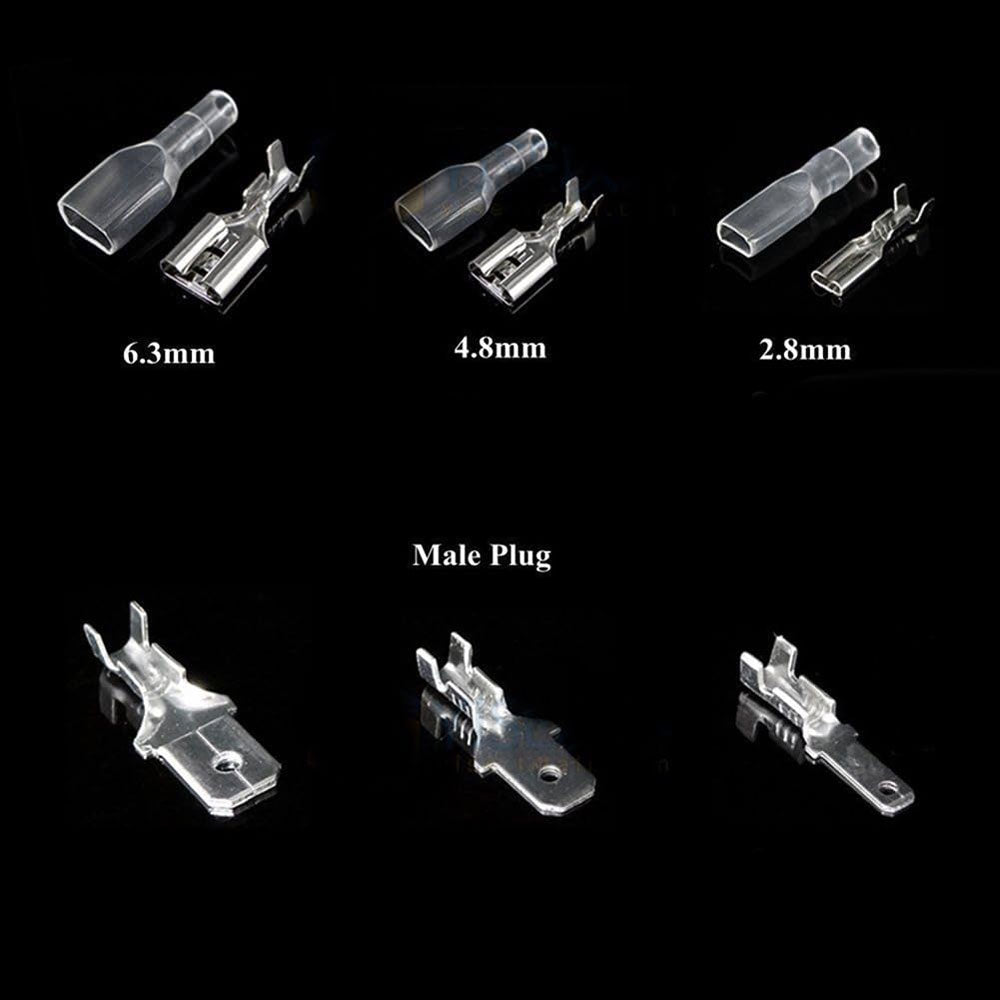 4.8mm and 6.3mm Crimp Terminal with Insulating Sleeve and Wire Female Spade Quick Splice Assortment Kit