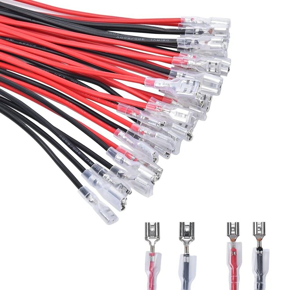 4.8mm and 6.3mm Crimp Terminal with Insulating Sleeve and Wire Female Spade Quick Splice Assortment Kit