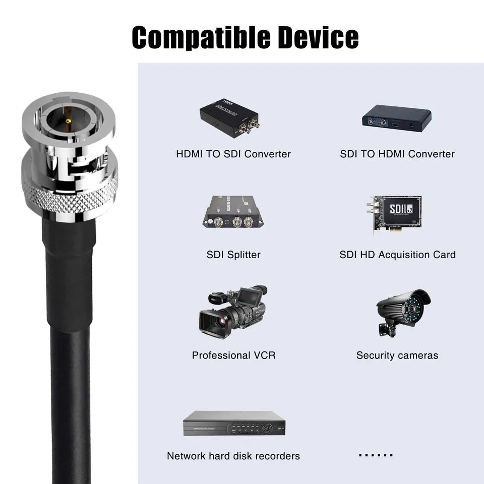 Rg58 50ohm Jumper Connector with CCTV Cable Patch Cord BNC Cable