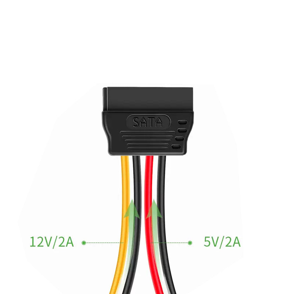 Molex 4Pin to 2x SATA 15Pin Power Adapter Cable for HDD