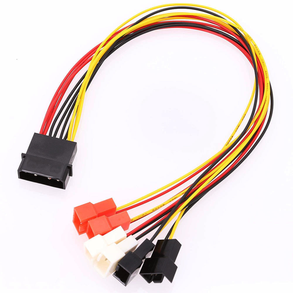 PC Fan Speed Reducer Cable Molex to 3/4Pin Fan HUB Adapter