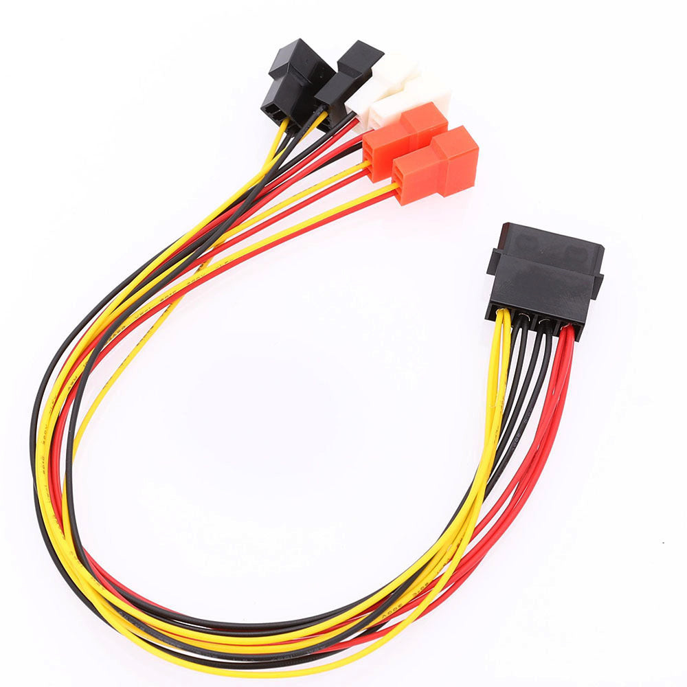 PC Fan Speed Reducer Cable Molex to 3/4Pin Fan HUB Adapter