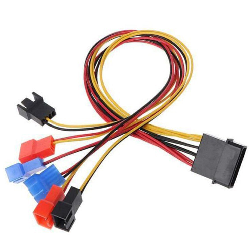 PC Fan Speed Reducer Cable Molex to 3/4Pin Fan HUB Adapter