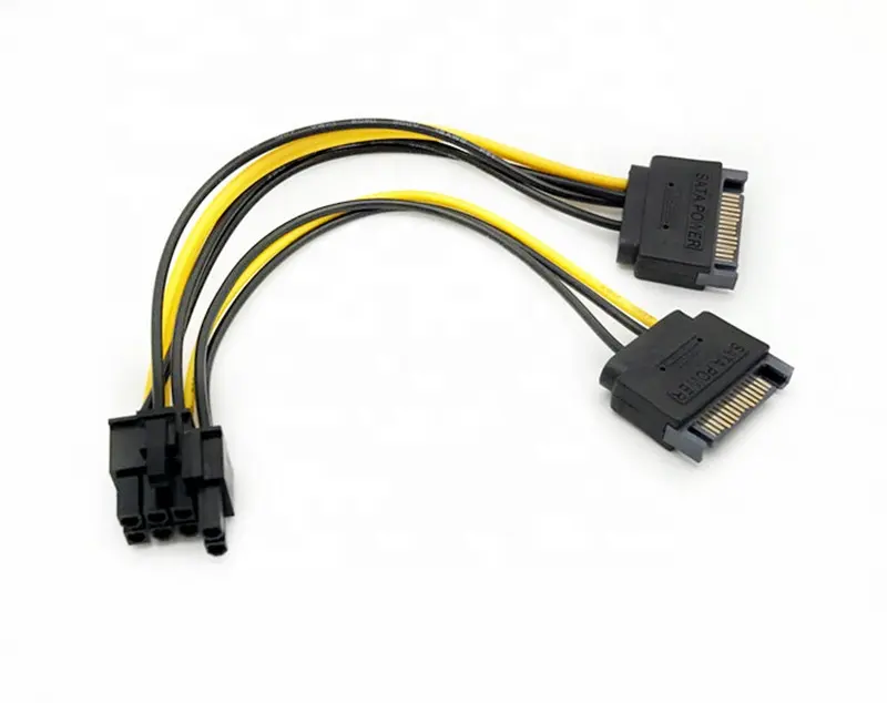 Dual SATA to PCI-E 8pin Adapter Cable 18AWG PCI-E SATA Power Supply Cable