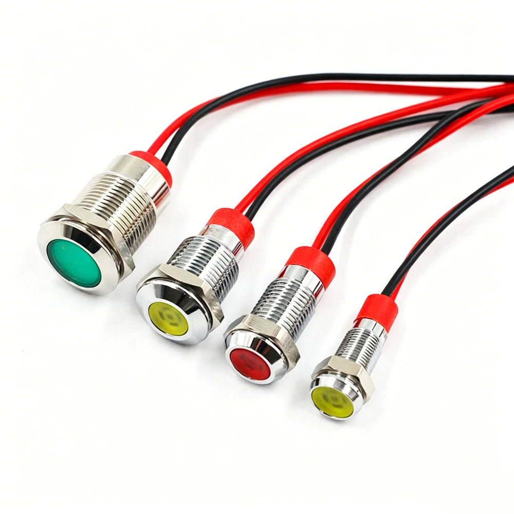 6mm 8mm 10mm 12mm Metal LED Light With Cable for Power Small Equipment