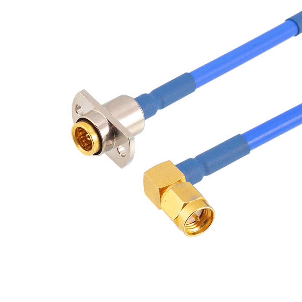 BMA-KFB3 to SMA Male Right Angle RF Cable Assembly RG402 Semi-Flexible Cable 2-Hole Flange Mount