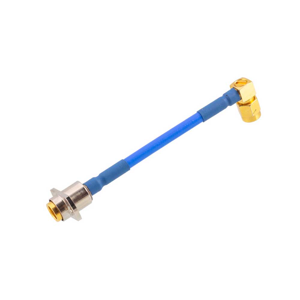 BMA-KFB3 to SMA Male Right Angle RF Cable Assembly RG402 Semi-Flexible Cable 2-Hole Flange Mount