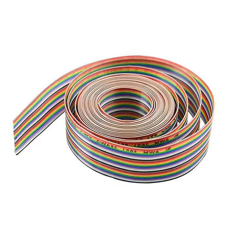 Custom UL2651 28AWG 1.27mm Pitch Flat Ribbon Cable Rainbow Wire Harness