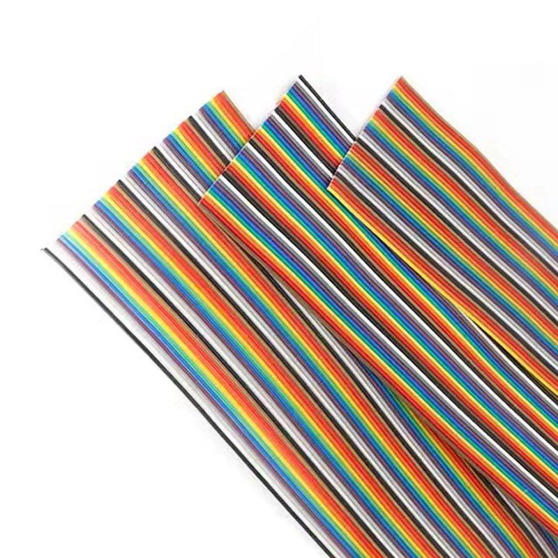 Custom UL2651 28AWG 1.27mm Pitch Flat Ribbon Cable Rainbow Wire Harness