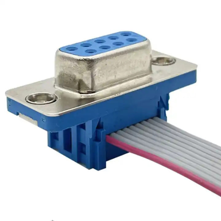 D-sub 9 Pin Db9 Male to Female Connector 2.54mm Idc Female 10 Pin Flat Ribbon Cable Assembly