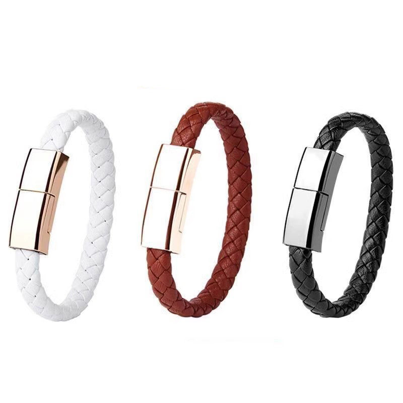 Data cable bracelet Micro usb cable fast mobile phone charging woven leather bracelet usb cable