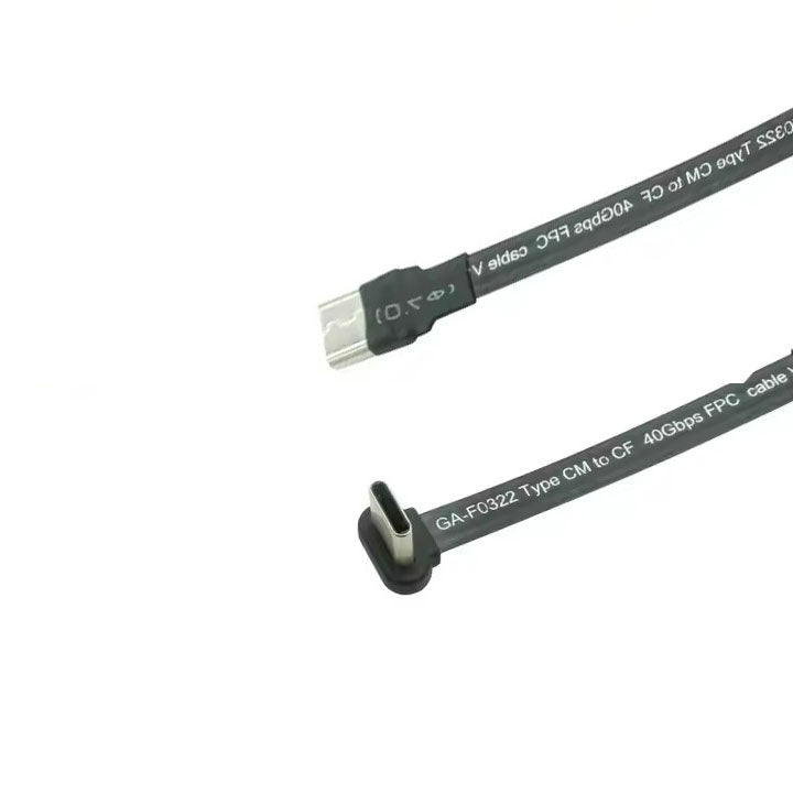 Flat Straight USB A Male to 90 Degree USB C Male Thin Flat Soft Flexible FPC Charging Cable