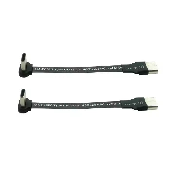 Flat Straight USB A Male to 90 Degree USB C Male Thin Flat Soft Flexible FPC Charging Cable