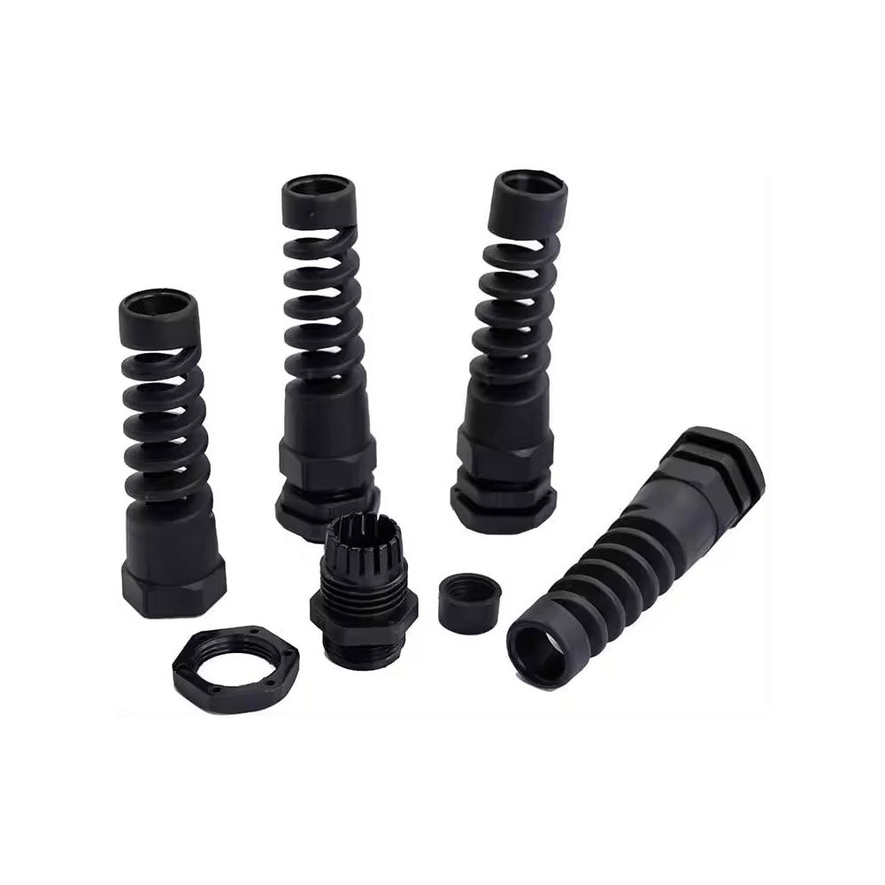 PG7 PG9 PG11 IP68 Waterproof Nylon Cable Joints Strain Relief Flex Spiral Cable Glands