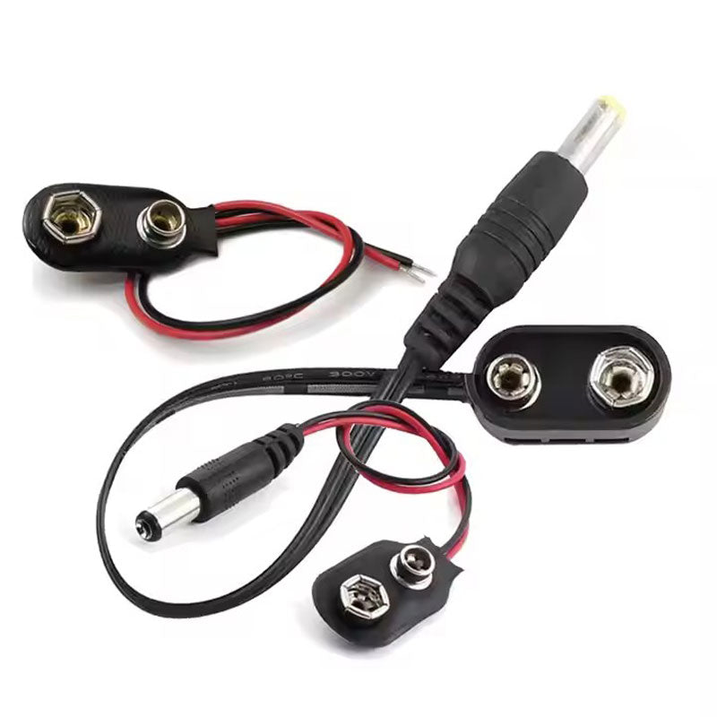 Low voltage copper rechargeable battery snaps to DC male 2.1 5.5mm converter power adapter cable