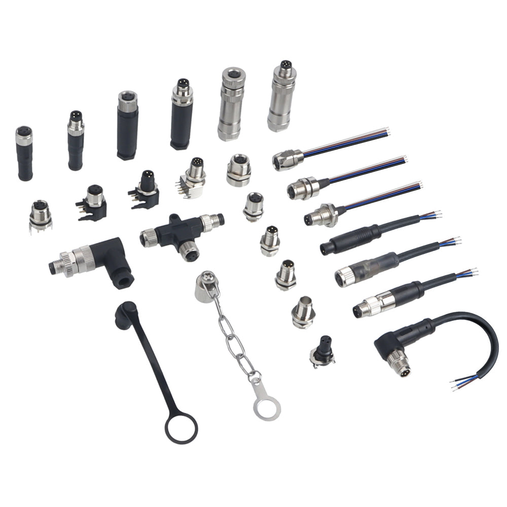 M8 Connector 3 4 Core Straight Male and Female Plug Screw 316L Stainless Steel Waterproof Aviation Plug