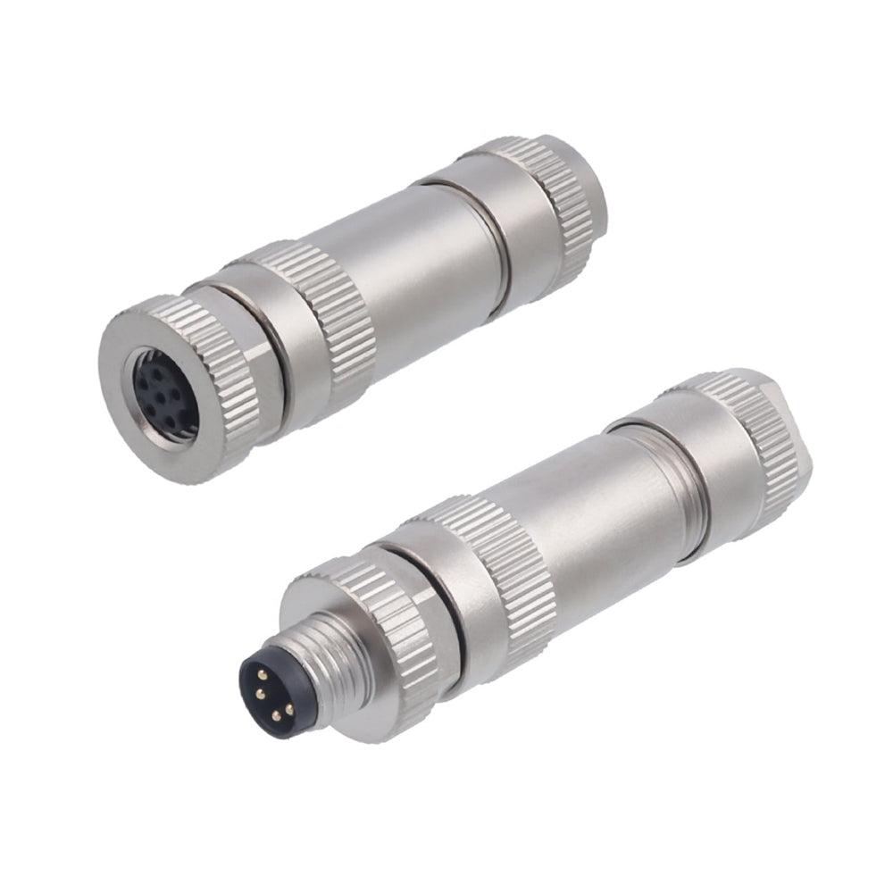 M8 Metal Waterproof Connector Solder Screw Straight Male and Female Crimp Terminal Aviation Plug