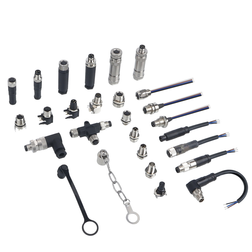 M8 Aviation Plug Brass Socket Screw IP67 Waterproof Metal Panel Mount Connector