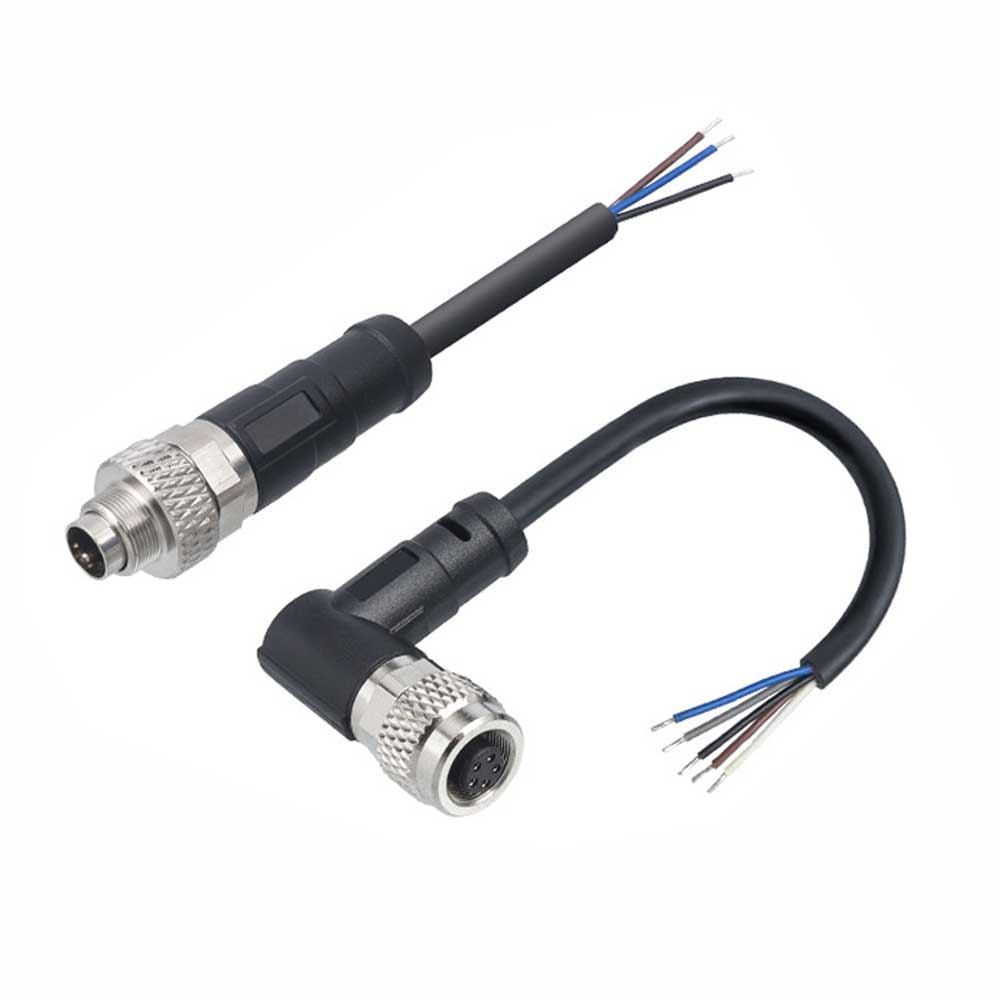M9 Male 90° Right Angle Wire Connector 4-Pin Industrial Waterproof Cable Assembly