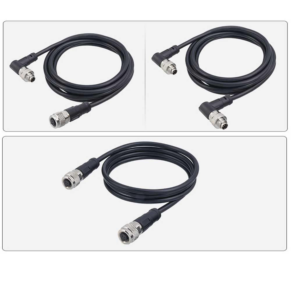 M9 Male 90° Right Angle Wire Connector 4-Pin Industrial Waterproof Cable Assembly