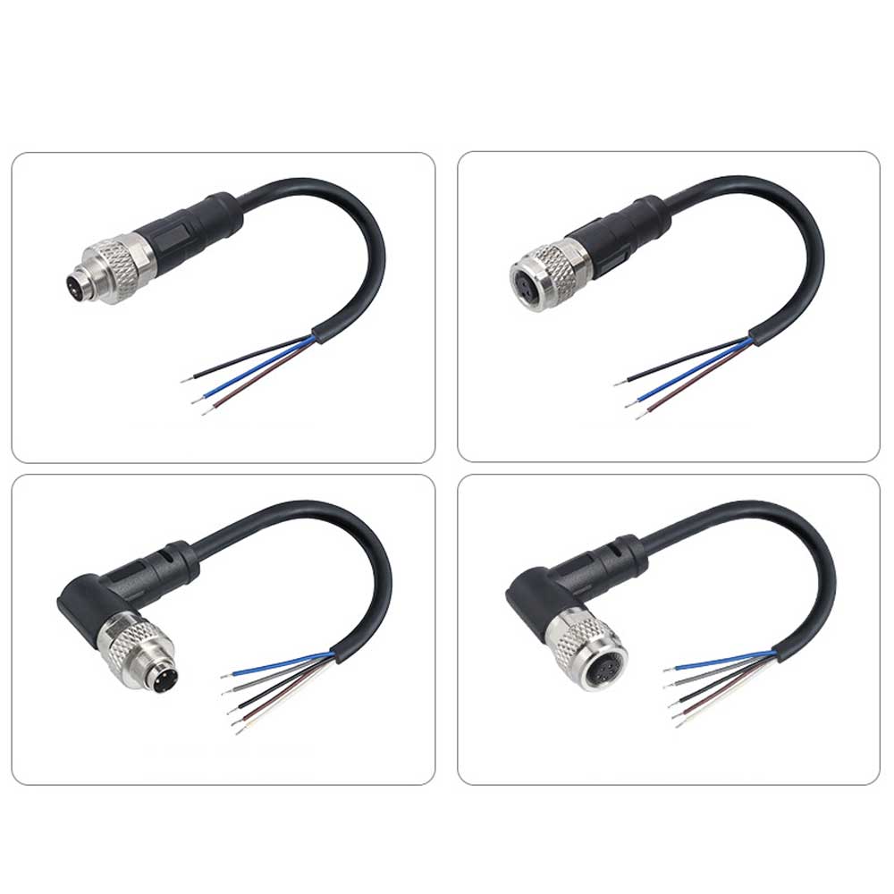 M9 Male 90° Right Angle Wire Connector 4-Pin Industrial Waterproof Cable Assembly