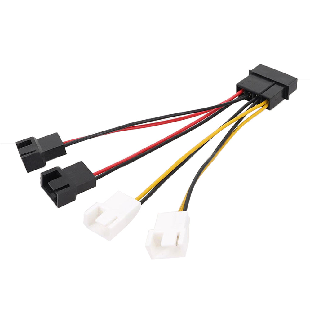 Large 4Pin Molex to 3/4Pin PC Fan Hub Cable with 5V/12V 2-Speed Control