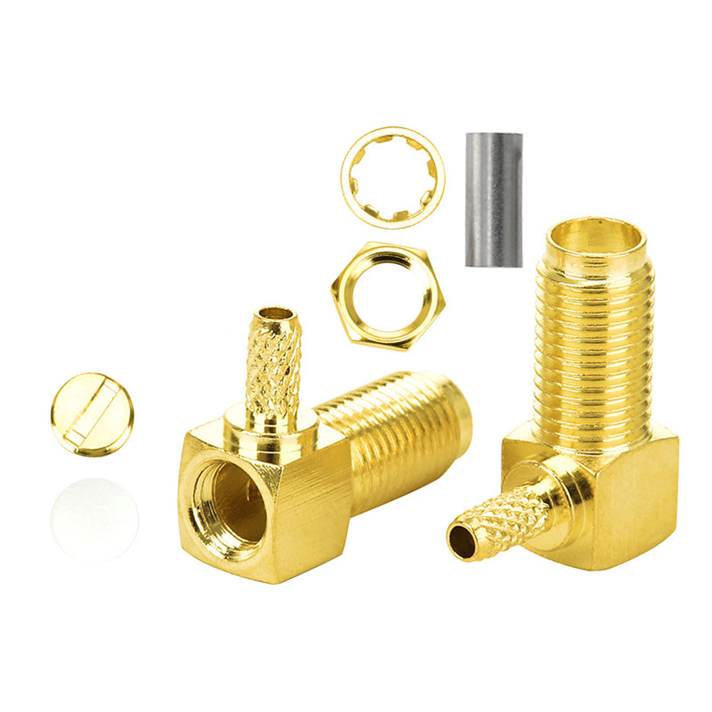 SMA-KW-1.5 90 Degree Elbow SMA Female Inner Pin RF Coaxial Crimp Terminal for RG316/RG174 Wire
