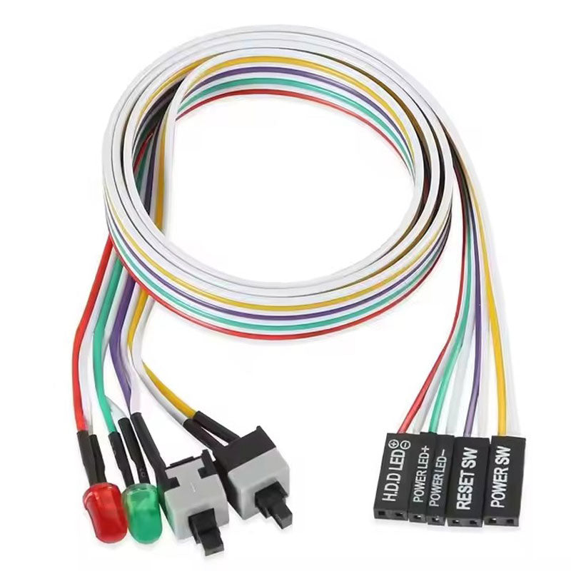 PC chassis computer motherboard HDD reset ATX switch to turn on and off the power cable with LED light