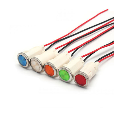 With Wire Metal Edge3V 5V 12V 12.5mm Plastic Indicator Light  LED Signal Light Wire Harness