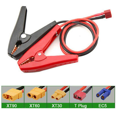 High Current Alligator Clip to XT60 XT90 EC5 T Plug Battery Charging Cable 12AWG for RC Hobby