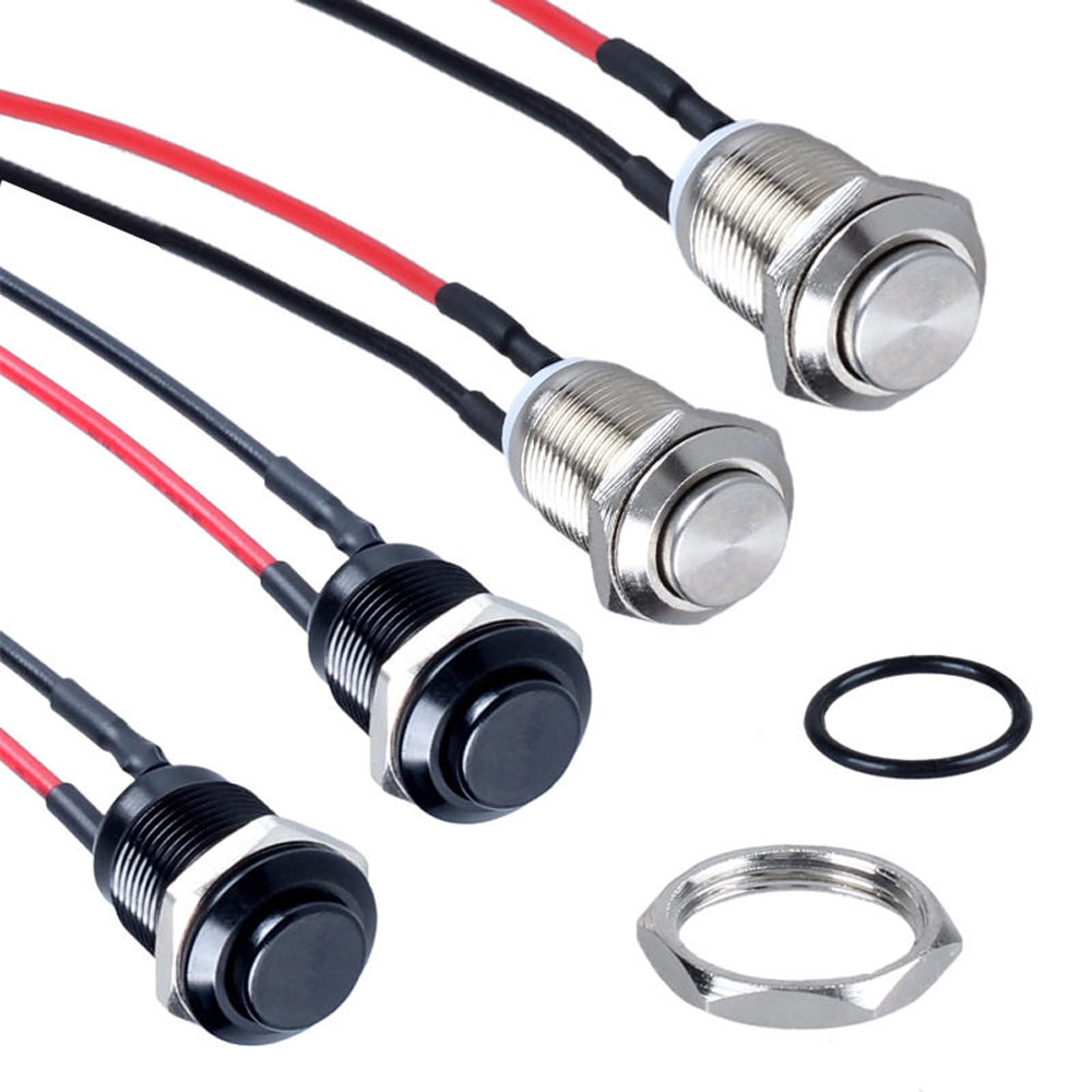 12mm High Flat Head Momentary/Locking Button Switch DC12-24V