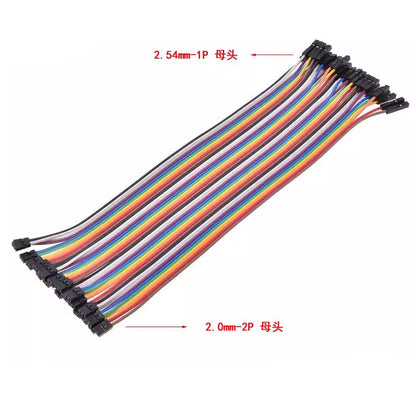 40Pin Dupont color cable 2.0mm to 2.54mm female to female plug 1Pin to 2Pin