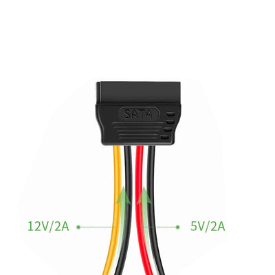 Molex 4Pin to 2x SATA 15Pin Power Adapter Cable for HDD