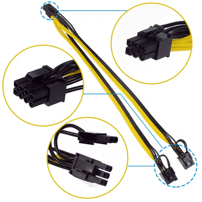 Заводская оптовая продажа кабелей питания для видеокарт PCI-E 6-контактный штекер на 2 x 8-контактных штекера 6+2-контактных штекера