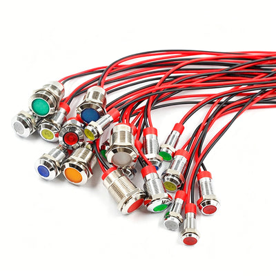6mm 8mm 10mm 12mm Metal LED Light With Cable for Power Small Equipment