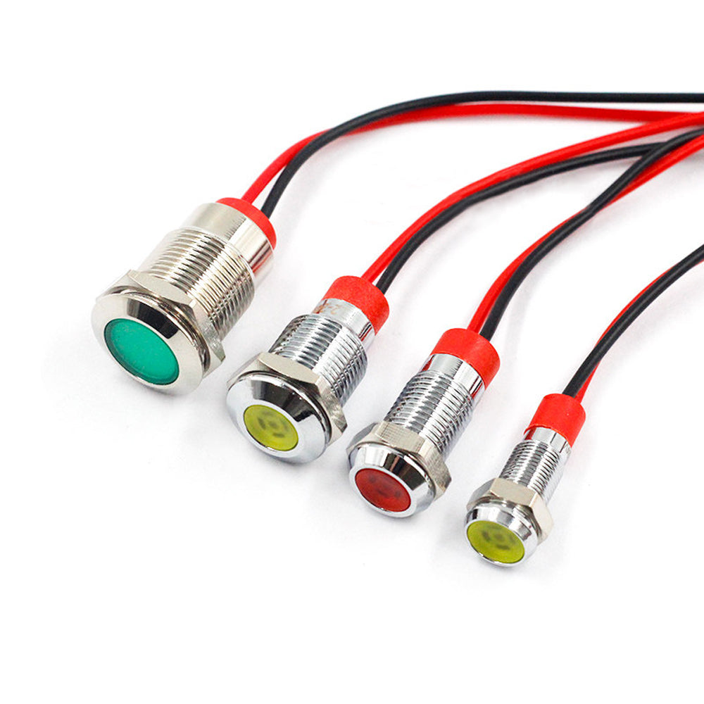 6mm 8mm 10mm 12mm Metal LED Light With Cable for Power Small Equipment