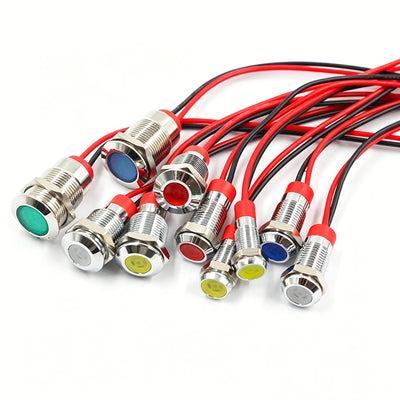 6mm 8mm 10mm 12mm Metal LED Light With Cable for Power Small Equipment