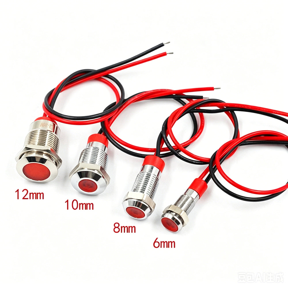 6mm 8mm 10mm 12mm Metal LED Light With Cable for Power Small Equipment