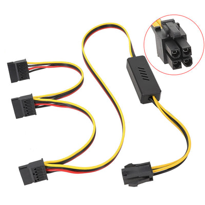 6Pin GPU to SATA Power Cable 12V to SATA / Large 4Pin Hard Drive Adapter