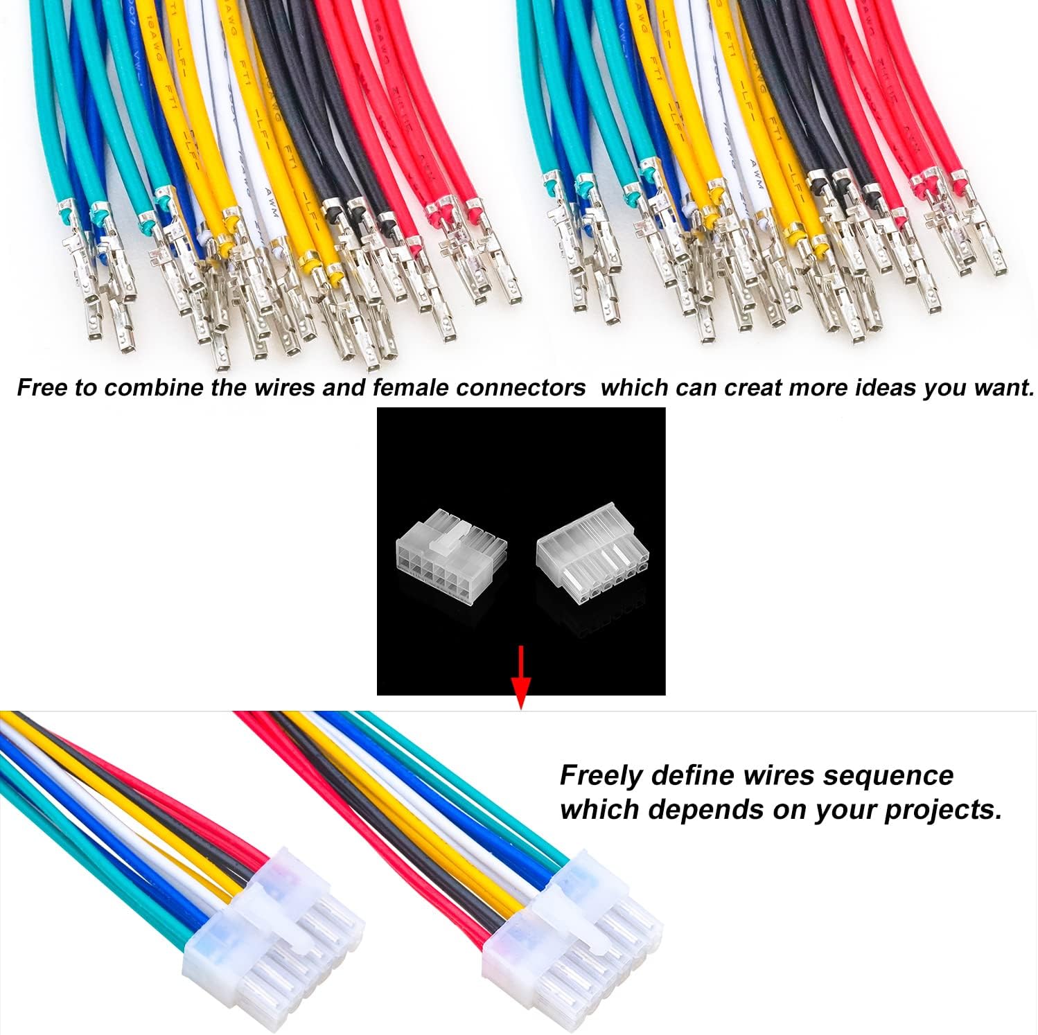 Molex 4.2mm Terminal Wire Cable Connector Kit Compatible with Molex 5557 5559 Mini-Fit Male Female Connection