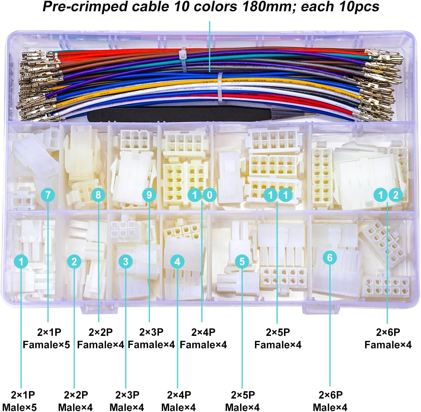 Molex 4.2mm Terminal Wire Cable Connector Kit Compatible with Molex 5557 5559 Mini-Fit Male Female Connection