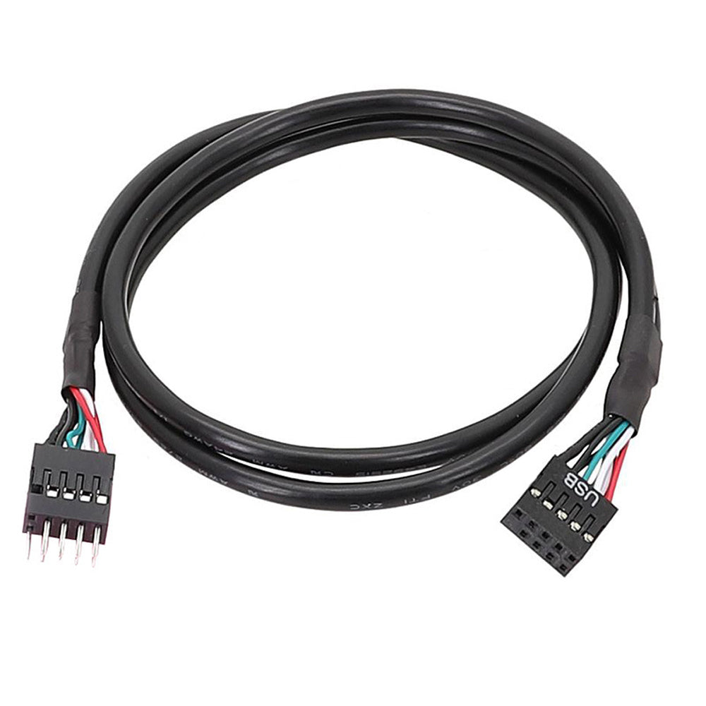Black Shielded 9Pin USB 2.0 Internal Header Extension Cable for Motherboard