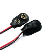 9V Battery Buckle Cable Black Leather With Lead T Type Terminal Connection Wire