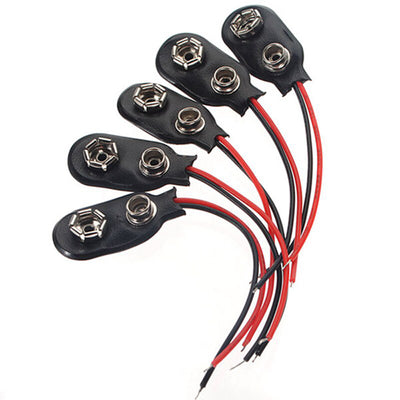 9V Battery Buckle Cable Black Leather With Lead T Type Terminal Connection Wire