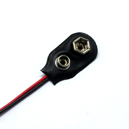 9V Battery Buckle Cable Black Leather With Lead T Type Terminal Connection Wire