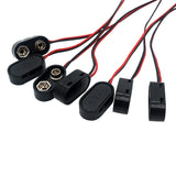 9V Battery Buckle Cable Black Leather With Lead T Type Terminal Connection Wire