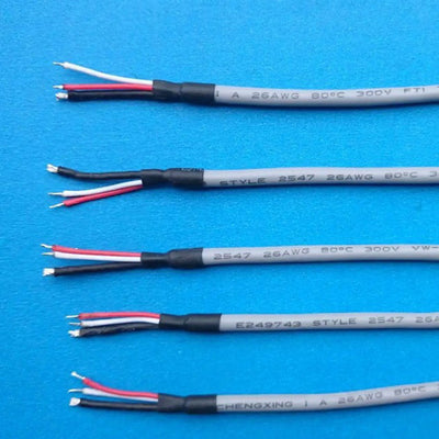 Специальный силовой кабель UL2464 24 AWG, многожильный, с клеммами, экранированный, с защитными муфтами для клемм. 