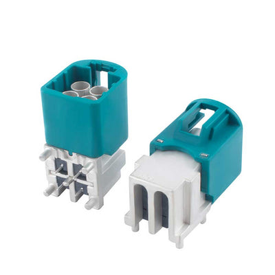Automotive MINI-FAKRA-J 4-in-1 HFM Right Angle Male PCB Connector