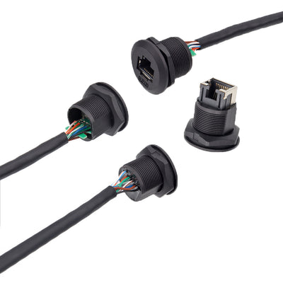 CAT6 Plug to EP RJ45 Female Back Mount Receptacle Cable for Ethernet Network Connector